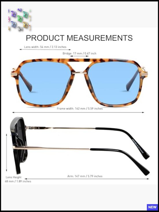 Retro Square Aviator Sunglasses Polarized Trendy 90s Pilot Shades Unisex
